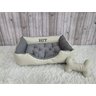 Cama M Cinza e Bege Pet Colchão para Cachorro Caminha M Caes e Gatos Personalizada com Nomes - 1