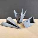 Ver imagem 2 de Trio Origami M - Pássaro Tsuru, Avião E Barquinho / Decoração, Origami 3d - Toque 3D:Cinza