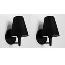 Ver imagem 2 de Kit-2 Arandela Cone Md-2004 Base Preto Cúpula em Tecido 14-14x07cm Preto - Bivolt