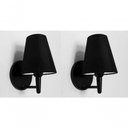 Ver imagem 5 de Kit-2 Arandela Cone Md-2004 Base Preto Cúpula em Tecido 14-14x07cm Preto - Bivolt