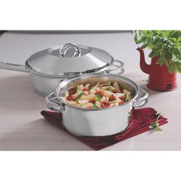 Jogo de Panelas Tramontina Solar em Aço Inox com Fundo Triplo e Tampas de Inox 6 Peças Tramontina - 6
