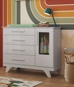 Ver imagem 4 de Cômoda 1 Porta 4 Gavetas Retrô - Moveis Peroba Branco Brilho