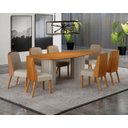 Ver imagem 1 de Conjunto Jantar 08 Cadeiras Maciça 2x1 Iza - Arbo Design Off White Linho Palha