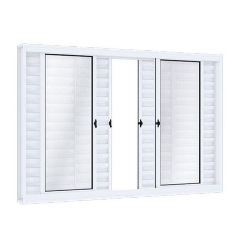 Janela de Aço Veneziana de Correr 120x150cm 6 Folhas com Vidro Riobras Branco