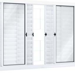 Janela de Aço Veneziana 100x200cm 6 Folhas com Grade Quadrada e Vidro Riobras - 3