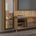 Ver imagem 5 de Estante TV 85 pol Prateleiras e Cristaleira Vidro Reflecta 100% MDF LED Lincoln Float 91cm Carvalho
