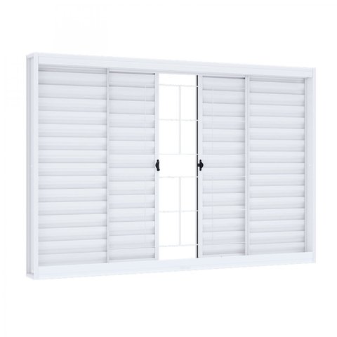 Janela de Aço de Correr de Correr 100x100cm com Grade Quadrada Riobras
