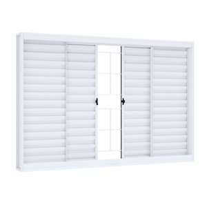 Janela de Aço de Correr de Correr 100x100cm com Grade Quadrada Riobras 