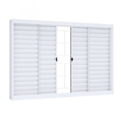 Janela de Aço de Correr de Correr 100x120cm com Grade Quadrada Riobras