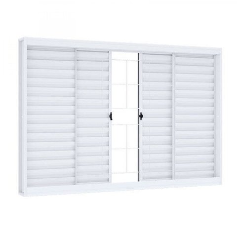 Janela de Aço de Correr de Correr 100x120cm com Grade Quadrada Riobras