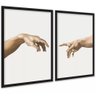 Kit 2 Quadros Mão Criação Adão 24x18cm - com Vidro:moldura Preta - 1
