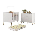 Ver imagem 1 de Berço Infantil Mini Cama Encanto com Comoda Lunna e Colchão 70x130m - Branco