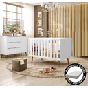Ver imagem 2 de Berço Infantil Mini Cama Encanto com Comoda Lunna e Colchão 70x130m - Branco