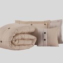 Ver imagem 3 de Kit Cobre-leito Queen 7 Peças Bordado 200 Fios com Botões Decorativos Cor Avela