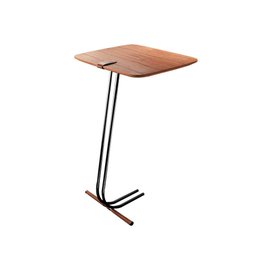 Mesa de Apoio para Sofa Bandeja Castanho Base Preta - 1