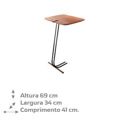 Mesa de Apoio para Sofa Bandeja Castanho Base Preta - 3