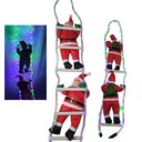 Ver imagem 1 de Papai Noel Duplo Natal LED Escada Iluminada 90cm Natalino Enfeite Casa Shopping Loja Empresa Decoraç