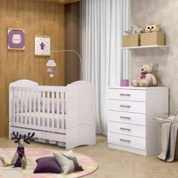 Conjunto Berço Mini Cama e Cômoda Happy Espresso Móveis - 1 Conjunto Berço Mini Cama e Cômoda Happy Espresso Móveis - 1