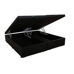 Base Cama Box Baú Bipartido Queen Size Couro Sintético Preto 43x158x198 - 1