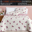 Ver imagem 2 de Kit Colcha Casa Xique Casal Queen Size Nyla Kit Cobre Leito Dupla Face 200 Fios Avere:rosa