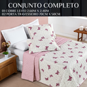 Ver imagem 6 de Kit Colcha Casa Xique Casal Queen Size Nyla Kit Cobre Leito Dupla Face 200 Fios Avere:rosa