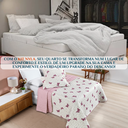 Ver imagem 4 de Kit Colcha Casa Xique Casal Queen Size Nyla Kit Cobre Leito Dupla Face 200 Fios Avere:rosa