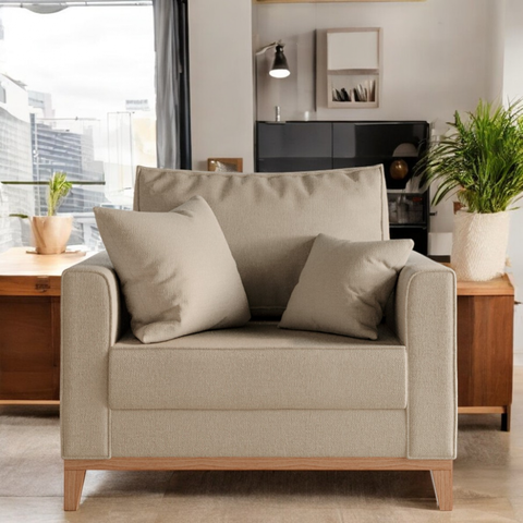 Poltrona Ely Linho Premium Bege