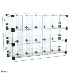 Baleiro Expositor Modulado em Vidro - 0,60 x 0,45 x0,15 - 1