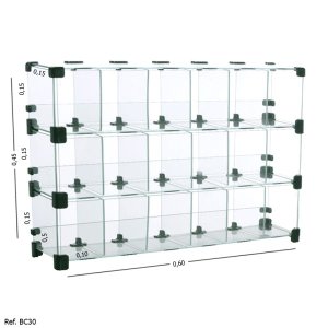 Baleiro Expositor Modulado em Vidro - 0,60 x 0,45 x0,15
