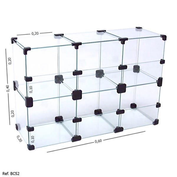 Baleiro Expositor Modulado em Vidro - 0,60 x 0,40 x0,20
