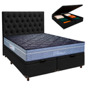 Ver imagem 1 de Kit Cama Box Bau + Cabeceira + Colchão Casal Molas Ensacadas - Petrus - Paropas