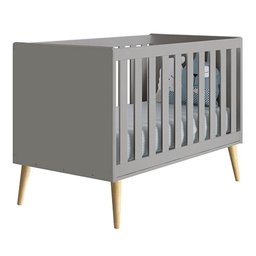 Quarto Infantil Theo 3 portas Cinza Fosco com Pés Madeira Natural - Reller Móveis - 4