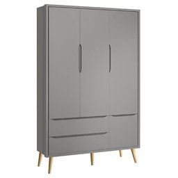 Quarto Infantil Theo 3 portas Cinza Fosco com Pés Madeira Natural - Reller Móveis - 2
