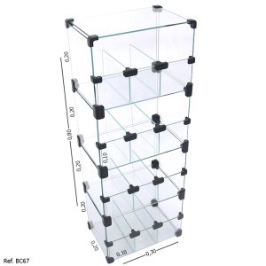Baleiro Expositor Modulado em Vidro - 0,30 x 0,80 x 0,20