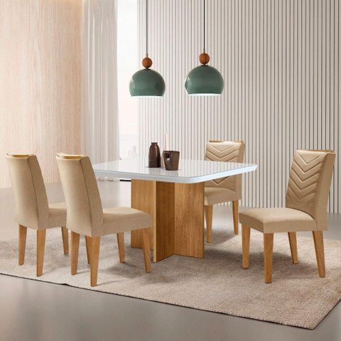 Sala de Jantar Mesa 90cm Olímpia Cadeira Liz Moderna ... Turim 07/off//serig. Off com Vidro