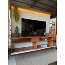 Ver imagem 2 de Rack Home Painel Estante TV até 70 pol Mármore/Ripado LED