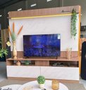 Ver imagem 7 de Rack Home Painel Estante TV até 70 pol Mármore/Ripado LED