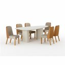 Ver imagem 1 de Conjunto Sala de Jantar Ísis 2,00m com 6 Cadeiras Tampo Orgânico Off White c/ Vidro Off White/Sintét