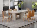Ver imagem 4 de Conjunto Sala de Jantar Ísis 2,00m com 6 Cadeiras Tampo Orgânico Off White c/ Vidro Off White/Sintét