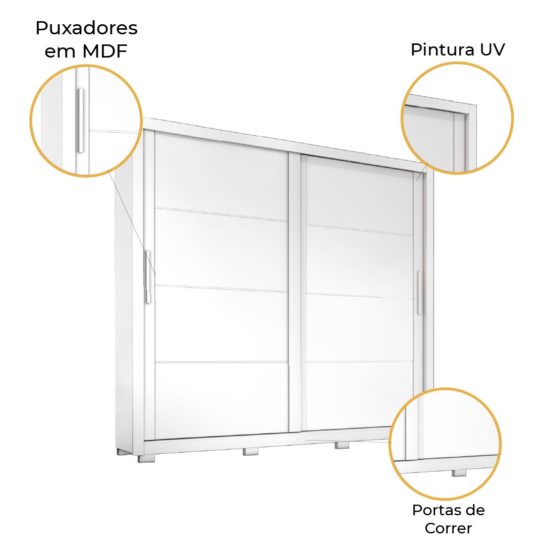 Guarda-Roupa Premier Branco 2 Portas 4 Gavetas - 5