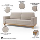 Ver imagem 3 de Sofá Living 200cm 3 Lugares Kayrós D05 Bouclê Bege - Mpozenato