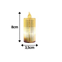Jogo 4 Velas Eletrônicas Led Decorativa Acrílico Canelado 8cm - Magizi - 4 Jogo 4 Velas Eletrônicas Led Decorativa Acrílico Canelado 8cm - Magizi - 4