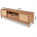 Ver imagem 2 de Rack Inari para TV 75 Polegadas Madeira Maciça 190cm com Palhinha Portas de Correr 1 Gaveta Casavee