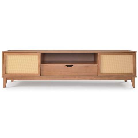 Rack Inari | 190 Cm X 40 Cm| Madeira Maciça com Palhinha | Caramelo Caramelo