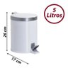 Lixeira Com Pedal Cesto Lixo Banheiro 5L Cozinha Escritório Branco Viel 3552 - 2
