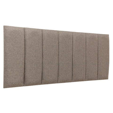 Cabeceira Casal Linho Cinza Placa Modulada Estofada Ripada Adesiva