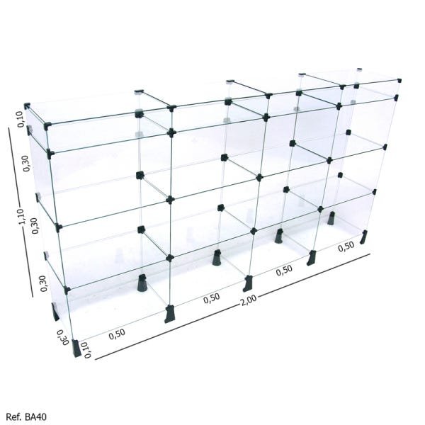 Balcão de Atendimento Modulado em Vidro com Porta Bijuteria - 2,00 x 1,10 x 0,30