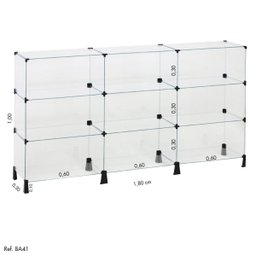 Balcão de Atendimento Modulado em Vidro - 1,80 x 1,00 x 0,30 - 1