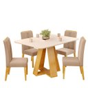 Ver imagem 1 de Conjunto Sala de Jantar Tampo Retangular 120cm com Vidro Kiara e 4 Cadeiras Yasmin Cedro/off White/v