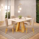 Ver imagem 2 de Conjunto Sala de Jantar Tampo Retangular 120cm com Vidro Kiara e 4 Cadeiras Yasmin Cedro/off White/v